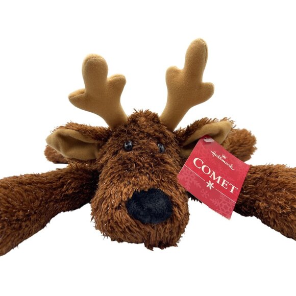 Hallmark Comet Reindeer Plush Toy Christmas Stuffed Animal Brown Tan Fuzzy Soft - Picture 15 of 15